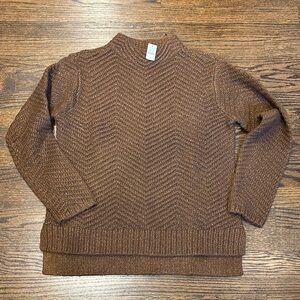 Talbots Brown Turtleneck Sweater with Textured Knit